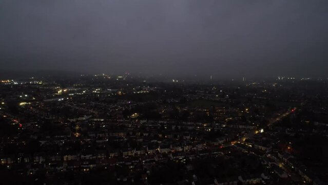 Aerial View of City on Bonfire Night and Fireworks Night, Guy Fawkes Night, also known as Guy Fawkes Day, It is an annual commemoration observed on 5 November, primarily in Great Britain,