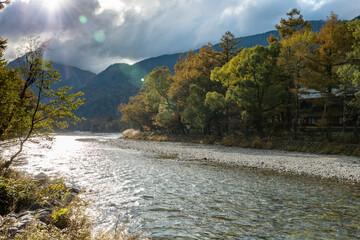 Azusa river flows through Kamikochi, into the Matsumoto Basin. The river itself flows from a spring...