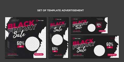 Fototapeta na wymiar set of template advertisement for black friday