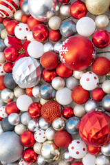 red, white, black, silver and gold christmas ornaments