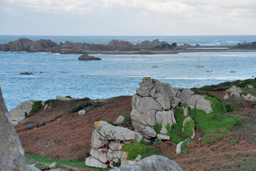 Paysage de mer sur la côte bretonne à Plougrescant-France