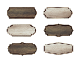 Set of Wooden signboard isolated on white background
