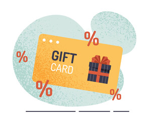 Bonus cards and gifts. Special voucher or coupon for regular customers, cashback and bonuses. Graphic element for website, poster or banner. Marketing and advertising. Cartoon flat vector illustration