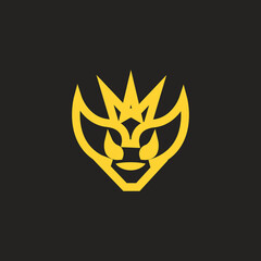 lion simple line logo. hexagon concept logo design vector.