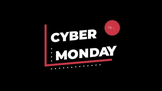 Cyber Monday sale sign banner for promo video. Sale badge.up to 80 percent off Special offer discount tags with Alpha Channel transparent background.