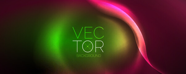 Neon glowing waves, magic energy space light concept, abstract background wallpaper design