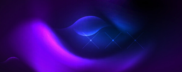 Neon glowing waves, magic energy space light concept, abstract background wallpaper design