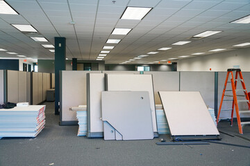 office interior during renovation with furniture removing