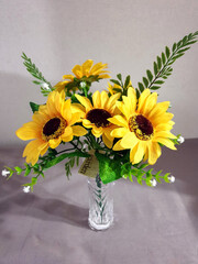 sunflower in glass vase