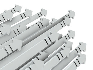 上昇する沢山の矢印。