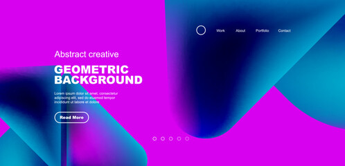 Geometric landing page background. Fluid colors and simple shapes abstract composition. Vector illustration for wallpaper, banner, background, leaflet, catalog, cover, flyer