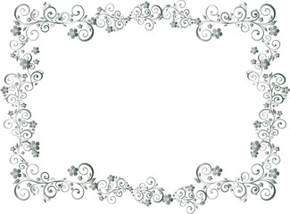 Ornamental floral frame in silver