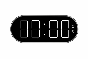 Vector flat illustration of a digital clock displaying 17.00 . Illustration of alarm with digital number design. Clock icon for hour, watch, alarm signs.
