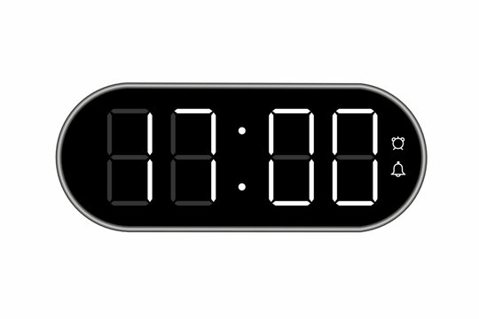 Vector flat illustration of a digital clock displaying 17.00 . Illustration of alarm with digital number design. Clock icon for hour, watch, alarm signs.