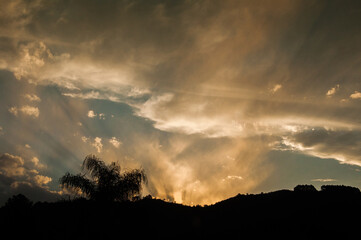 sunset in the mountains in summer