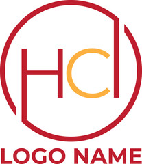 HCI and circle monogram alphabet initial logo design