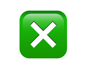 Obraz premium Green rounded square cross mark button icon on transparent background
