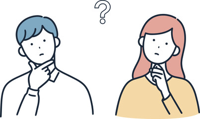 疑問　はてな　男女　イラスト