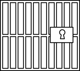 Jail or prison with bars and locked door line art vector icon for games and apps.eps
