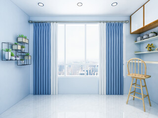 Interior design of modern residential living room, 3d rendering