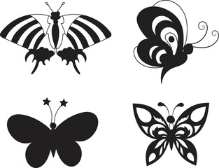 Scissor skills Butterfly isolated vector Silhouettes