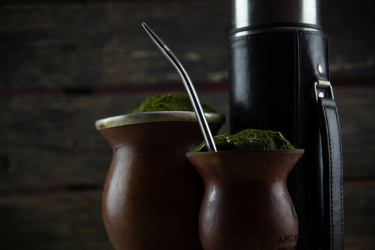 Gourd and bomb and yerba mate to make mate gaucho