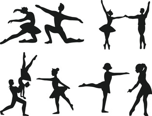 Collection of Ballerina isolated vector Silhouette