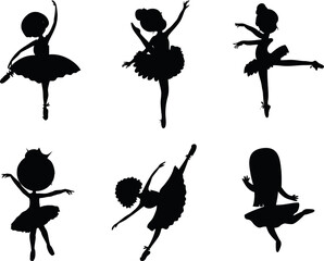 Collection of Ballerina isolated vector Silhouette