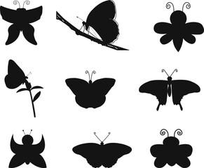 Scissor skills Butterfly isolated vector Silhouettes 