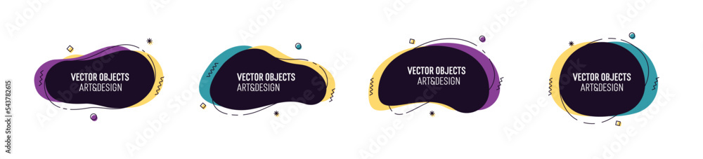 Aufkleber Set of modern organic shapes. Fluid vector trendy elements. Template graphics with geometric speech bubbles and banners with frames to put your own text