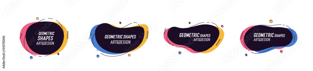 Aufkleber Set of modern organic shapes. Fluid vector trendy elements. Template graphics with geometric speech bubbles and banners with frames to put your own text