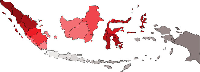 Indonesia political map divide by state