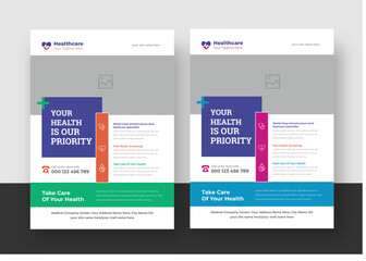 Naklejka premium Medical Healthcare Flyer Template, Leaflets a4 Template, Flyer Design, Doctor Flyer Template 