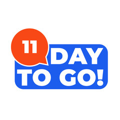 11 Day to go countdown banner. Blue label Number days left countdown vector illustration template