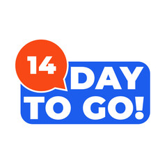 14 Day to go countdown banner. Blue label Number days left countdown vector illustration template