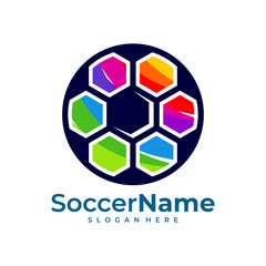 Colorful Soccer logo template, Football logo design vector