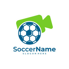 Obraz premium Camera Soccer logo template, Football logo design vector