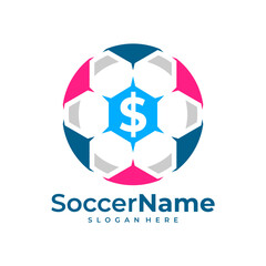 Money Soccer logo template, Football logo design vector