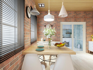 Interior design of modern residential living room, 3d rendering