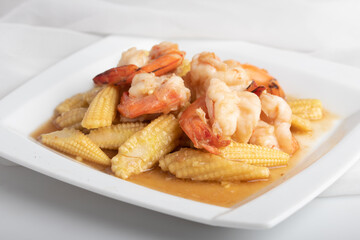 Stir Fried Baby Corn with Shrimp
