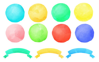 水彩　丸　素材　イラスト