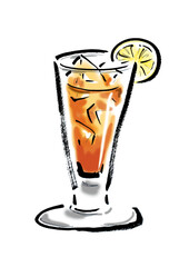 アイスレモンティー手描きイラスト