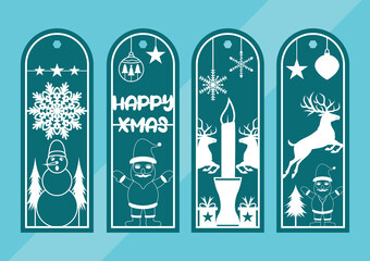 Laser cut panel set with christmas bookmark design,
