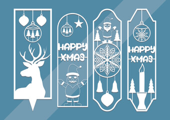 laser cut Die and decorative panel bookmark patterns. set of bookmark templates.