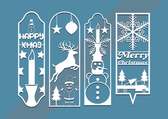 laser cut Die and decorative panel bookmark patterns. set of bookmark templates.