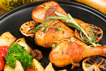 Homemade roasted chicken leg with Rosemary