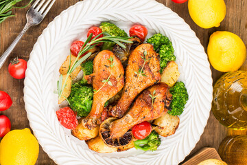 Homemade roasted chicken leg with Rosemary