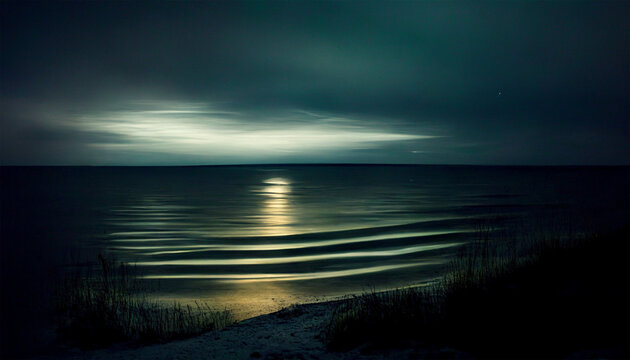 beautiful baltic sea at night