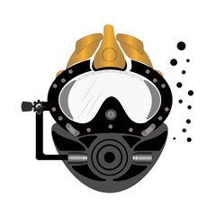 Diving helmet vector drawing - Commercial Diver