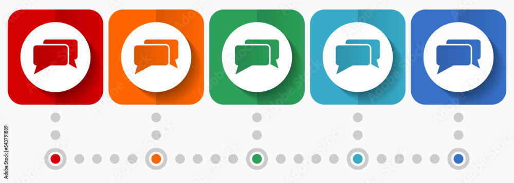 Poster message, bubble, dialog vector icons, infographic template, set of flat design symbols in 5 color op